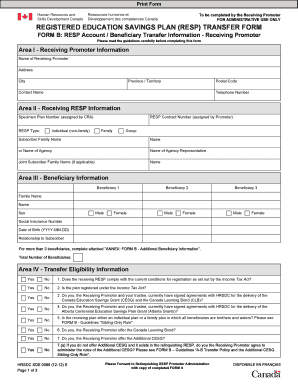 Registered Education Savings Plan (RESP) Transfer Form