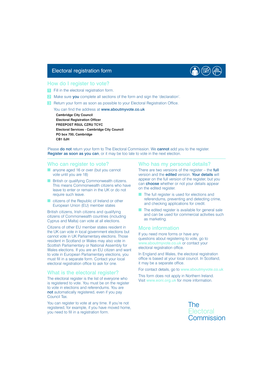 UK Electoral Registration Form