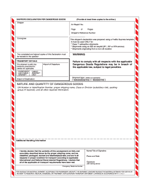 Shipper's Declaration for Dangerous Goods