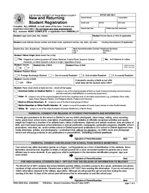 Palm Beach County Student Registration Form