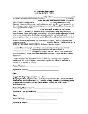 HIPAA Release of Information Authorization Form