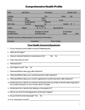 Comprehensive Health Profile Form