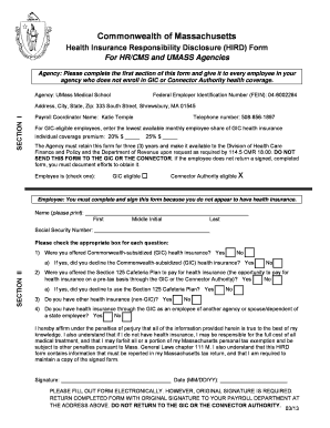 Massachusetts Health Insurance Responsibility Disclosure Form