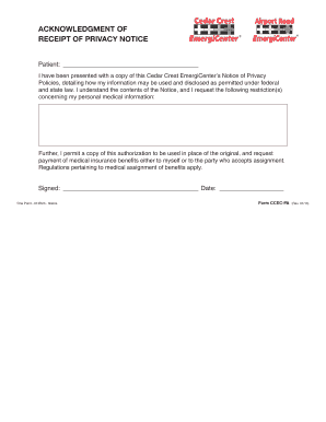 Acknowledgment of Receipt of Privacy Notice