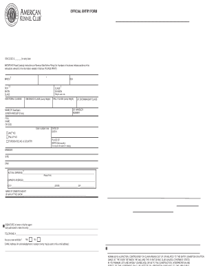 AKC Dog Show Entry Form