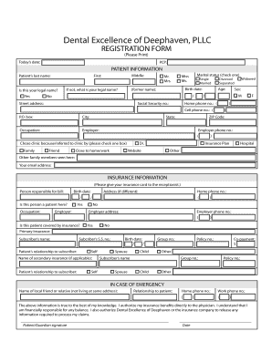Dental Excellence Patient Registration Form