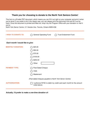 Donation form - The Active Living Centre