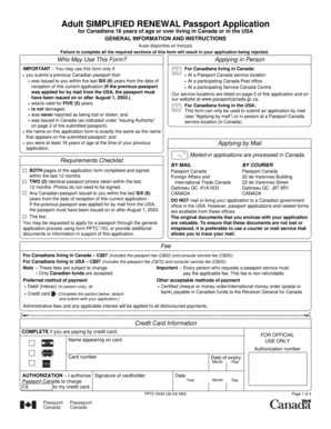Canadian Passport Renewal Application