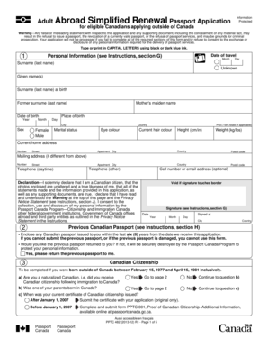Adult Abroad Simplified Renewal Passport Application