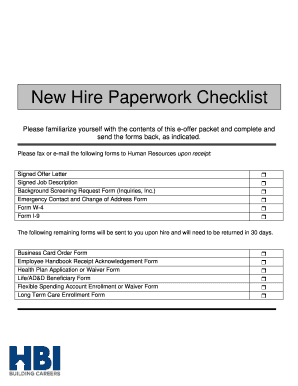 New Hire Paperwork Checklist