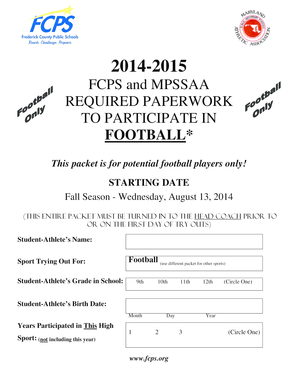 FCPS Football Participation Forms