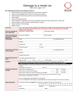 Rental Car Damage Claim Form