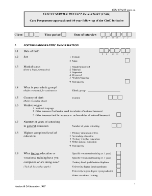 Client Service Receipt Inventory (CSRI) Form