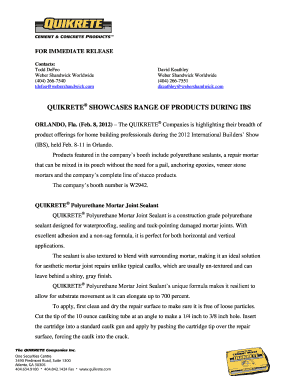 COPY FOR IMMEDIATE RELEASE - Quikrete