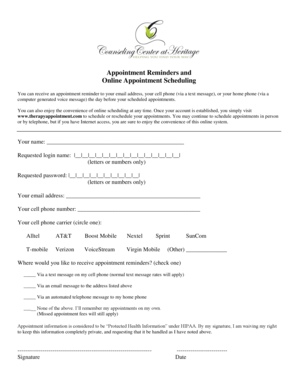 Appointment Reminder and Scheduling Form