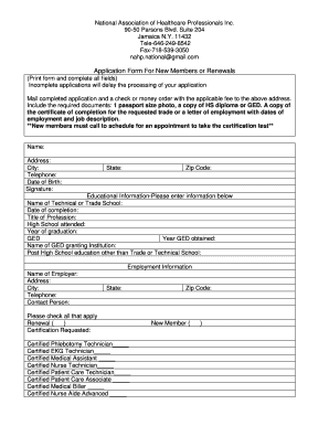 Application Form For New Members or Renewals