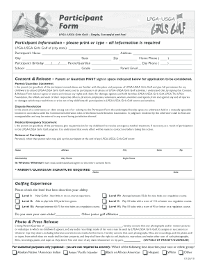 LPGA-USGA Girls Golf Participant Form
