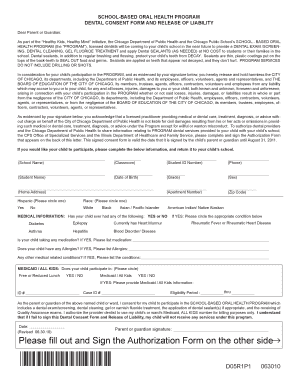 School-Based Oral Health Program Dental Consent Form