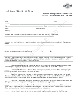 Airbrush Tanning Consent & Release Form