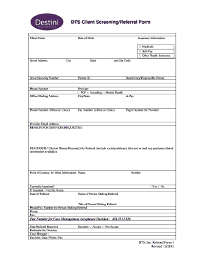 DTS Client Screening/Referral Form