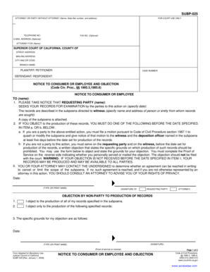California Notice to Consumer or Employee and Objection