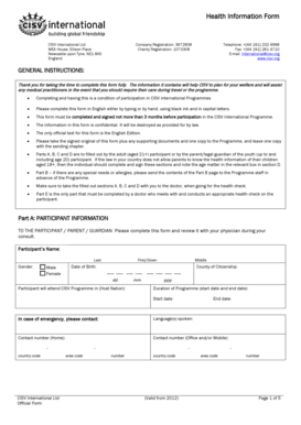 CISV International Health Information Form
