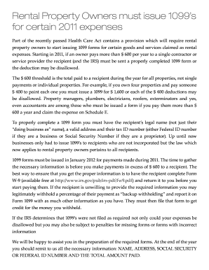 IRS 1099 Form for Rental Property Expenses