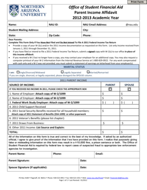 Parent Income Affidavit