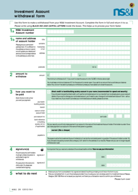 NS&I Investment Account Withdrawal Form