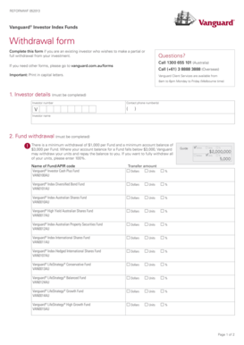 Vanguard Investor Index Funds Withdrawal Form