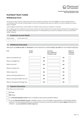 Platinum Trust Funds Withdrawal Form