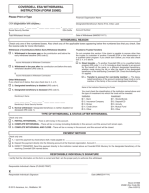 Coverdell ESA Withdrawal Form 2506E