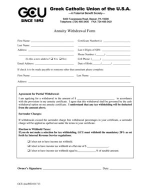 Annuity Withdrawal Form