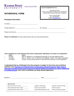 Fillable Online k-state WITHDRAWAL FORM - Kansas State University - k ...