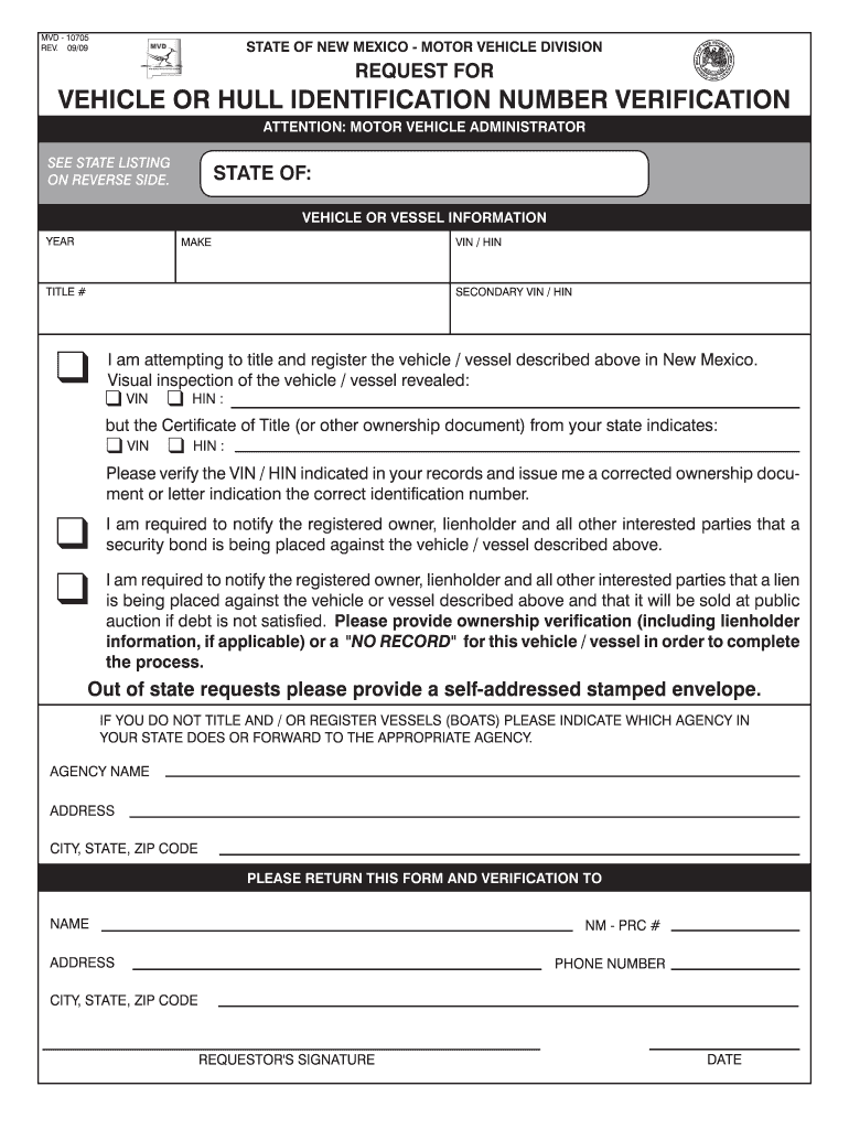 new mexico vin inspection form Preview on Page 1.
