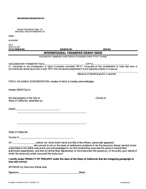 California Interspousal Transfer Grant Deed