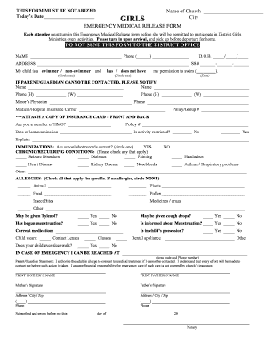 Emergency Medical Release Form