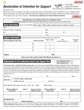 Declaration of Intention for Support