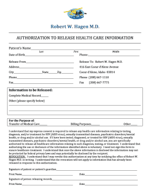 Authorization to Release Health Care Information