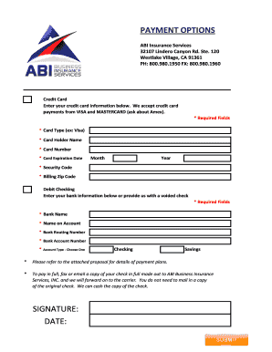 Payment Options Form