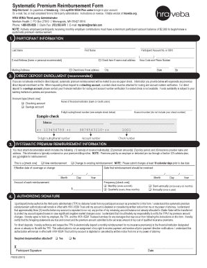 HRA VEBA Systematic Premium Reimbursement Form