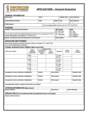 Account Executive Application Form