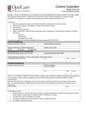 Centene Corporation Member Claim Form