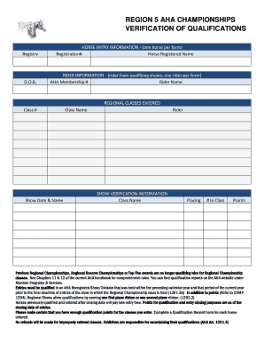 AHA Regional Championships Verification of Qualifications