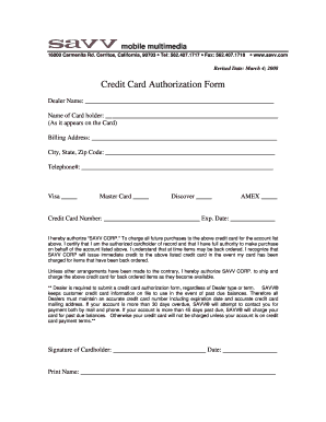 Credit Card Authorization Form