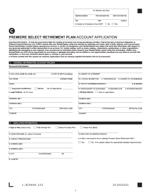 Premiere Select Retirement Plan Account Application