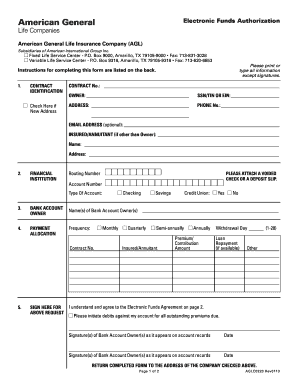 Electronic Funds Authorization Form