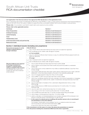 South African FICA Documentation Checklist