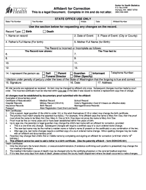 Washington Affidavit for Correction
