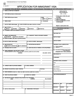 Philippines Immigrant Visa Application Form